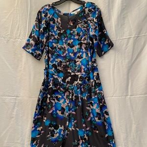 LK Bennett Silk Floral Print Blue Dress.